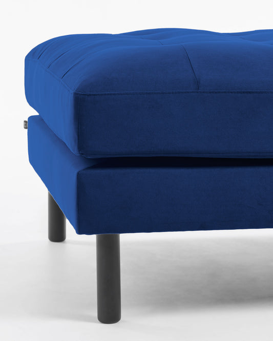 Blue velvet Debra footstool 80 x 80 cm