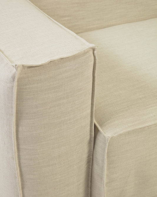 Blok 3 seater sofa cover in white linen