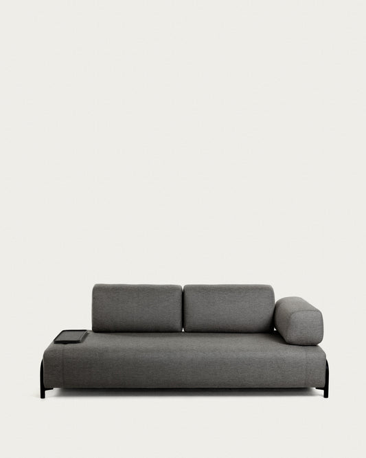 콤포 스페인 직수입 3인소파 다크그레이 232cm (암레스트1+트레이1)