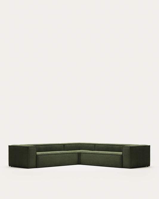 블럭 OEKO-TEX인증 코듀로이 그린 6인 소파(코너형) 320×320cm
