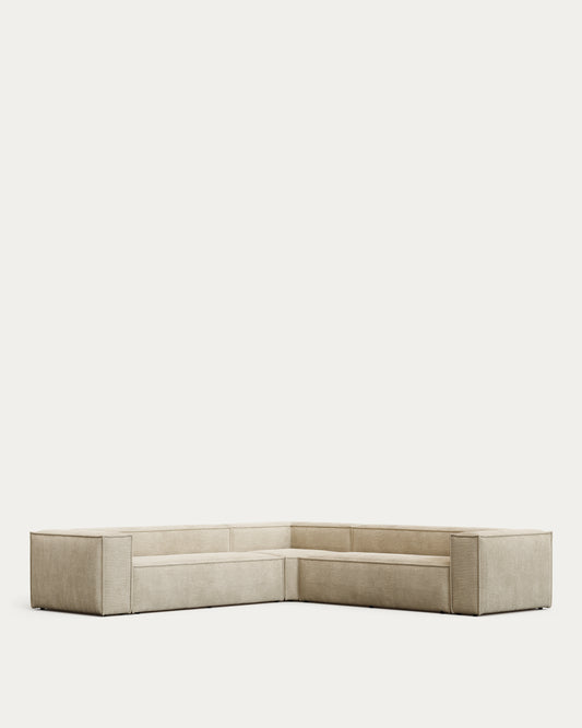 블럭 OEKO-TEX인증 코듀로이 에크루 6인 소파(코너형) 320×320cm