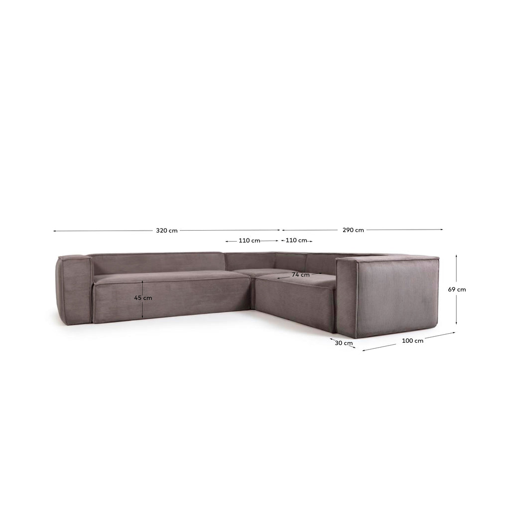 블럭 OEKO-TEX인증 코듀로이 그레이 5인 소파(코너형) 320×290cm