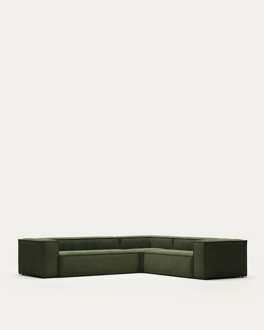 블럭 OEKO-TEX인증 코듀로이 그린 5인 소파(코너형) 320×290cm
