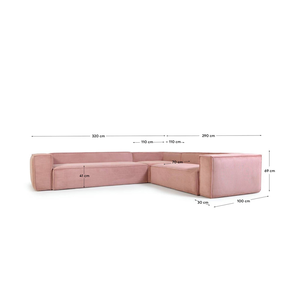 블럭 OEKO-TEX인증 코듀로이 핑크 5인 소파(코너형) 320×290cm