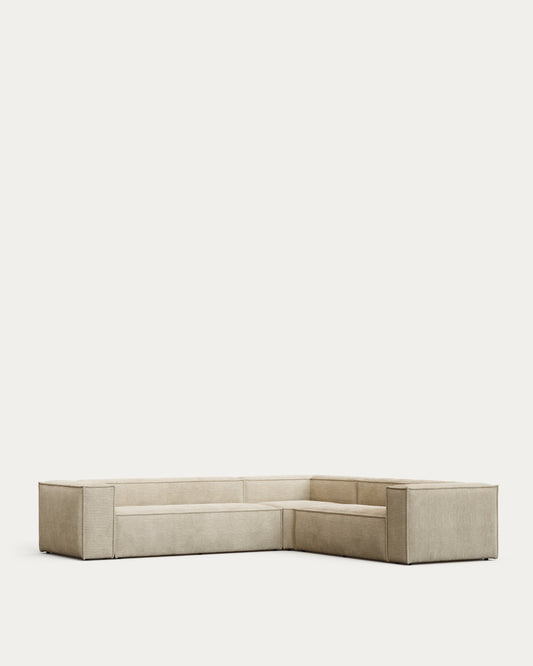 블럭 OEKO-TEX인증 코듀로이 에크루 5인 소파(코너형) 320×290cm