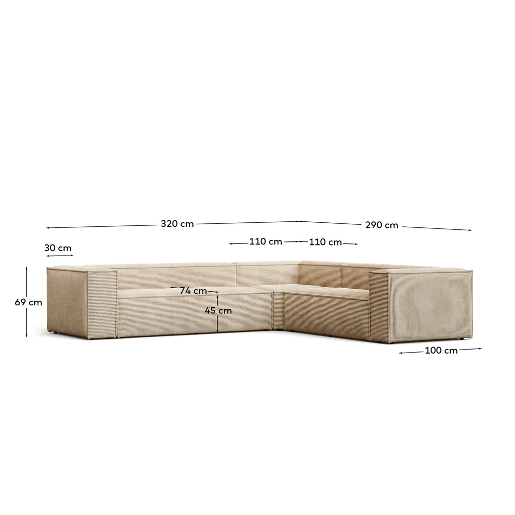 블럭 OEKO-TEX인증 코듀로이 타우페 5인 소파(코너형) 320×290cm