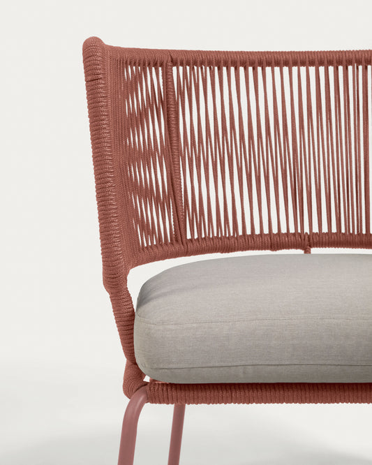 Nadin armchair in terracotta cord galvanised steel legs