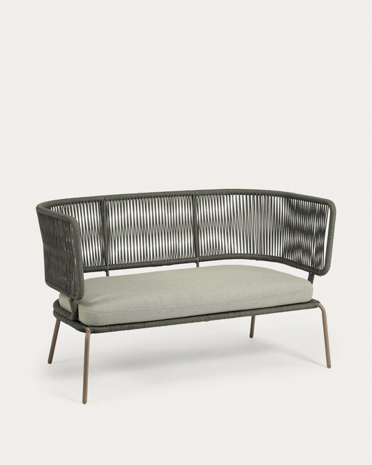Nadin 2 seater sofa in green cord with galvanised steel legs, 135 cm