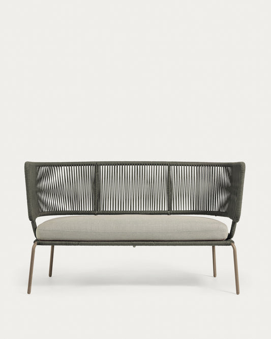 Nadin 2 seater sofa in green cord with galvanised steel legs, 135 cm