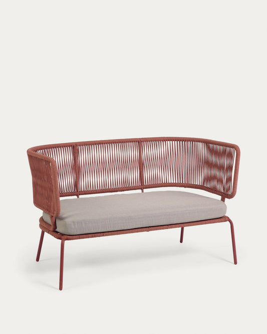 Nadin 2 seater sofa in terracotta cord with galvanised steel legs, 135 cm