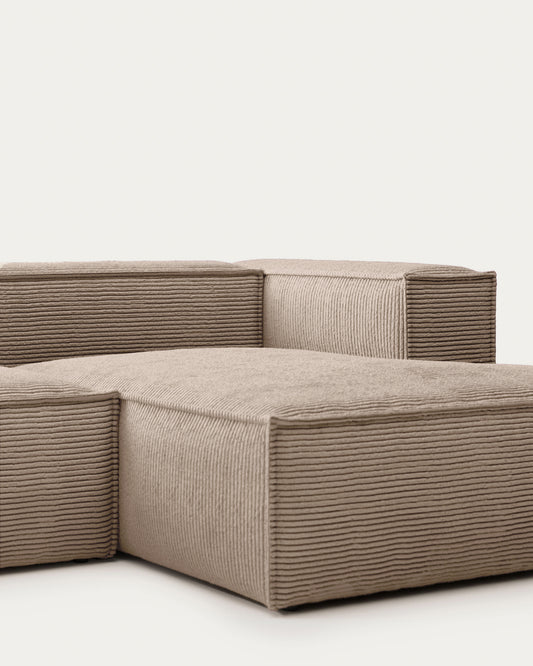 Blok 3-seater sofa with right chaise longue thick taupe corduroy 300 cm