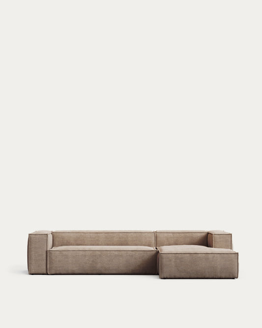 Blok 3-seater sofa with right chaise longue thick taupe corduroy 300 cm
