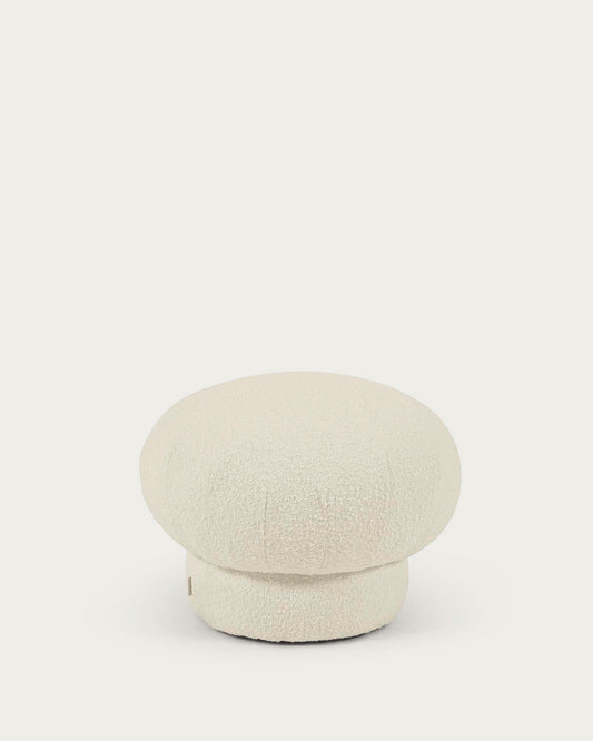 Sarisha round pouffe in white bouclé, Ø 50 cm