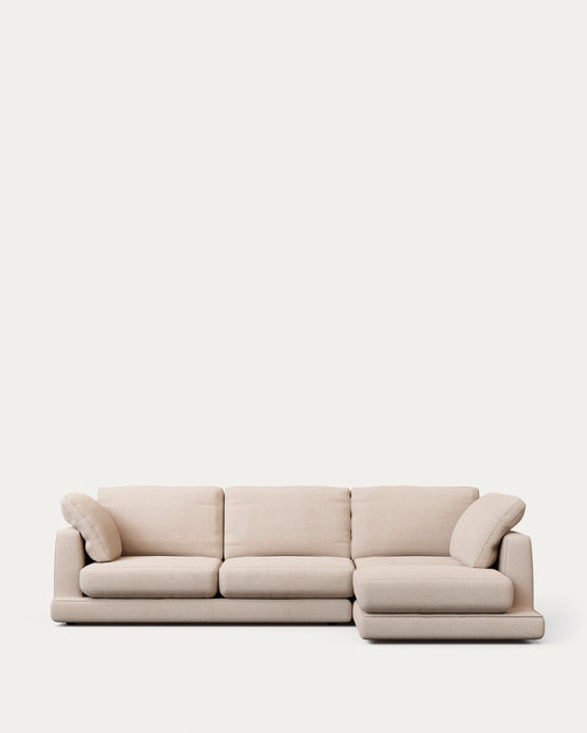 갈라 OEKO-TEX인증 베이지 셔닐 4인 소파(정면우측카우치형) 300cm
