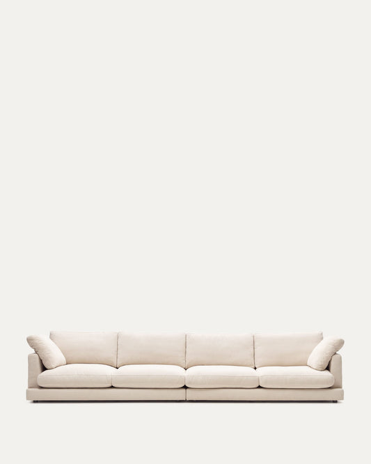 Gala 6 seater sofa in beige, 390 cm