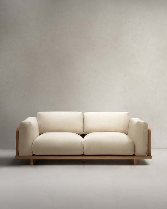 Oaq 3 seater sofa in beige, 225 cm FSC Mix Credit