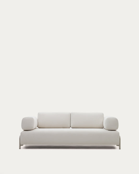 Compo beige chenille 3-seater sofa with beige metal structure 232 cm FSC Mix Credit