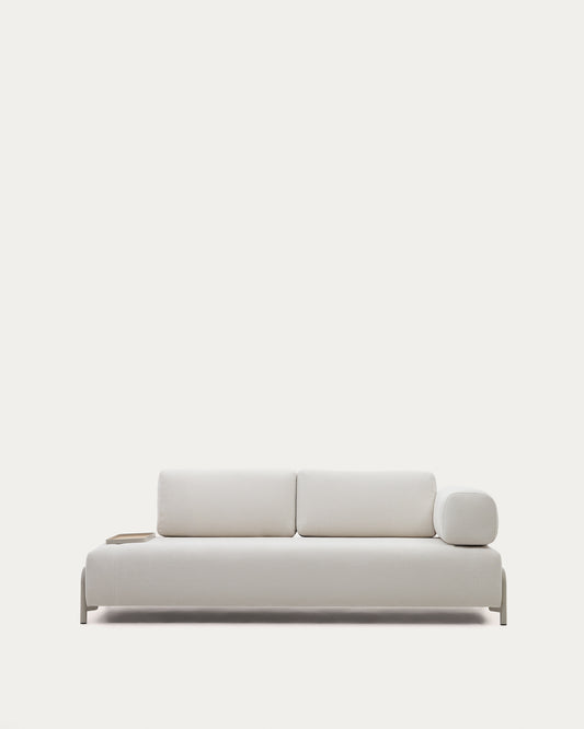 Compo 3-seater beige chenille sofa, small tray oak veneer and beige metal structure 232cm FSC Mix Credit