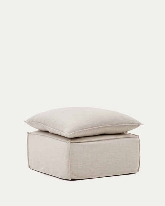 Anarela pouffe with removable cover and beige linen cover 80 x 80 cm