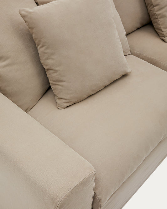 4-seater Nora sofa cover in taupe linen and cotton