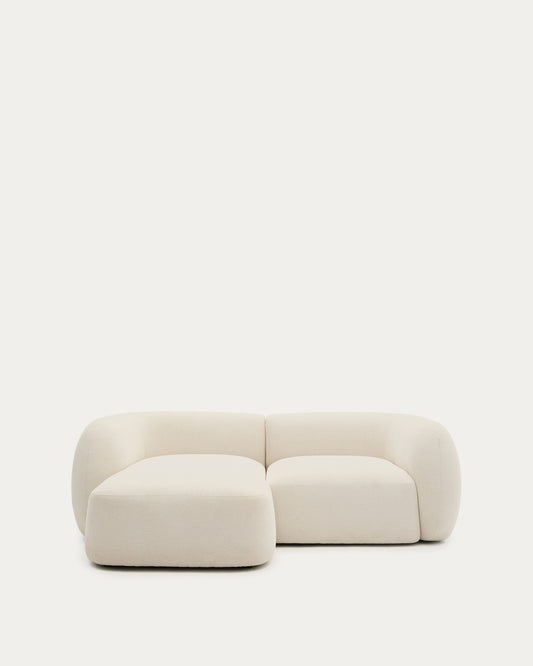 Martina ecru chenille 2-seater modular sofa with left chaise longue 230cm