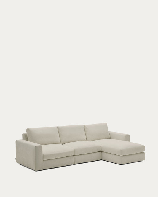 알레아 OEKO-TEX인증 리무버블커버 라이트브라운 셔닐 모듈형 4인 소파(정면우측카우치형) 310cm