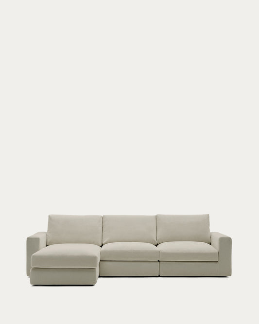 알레아 OEKO-TEX인증 리무버블커버 라이트브라운 셔닐 모듈형 4인 소파(정면좌측카우치형) 310cm