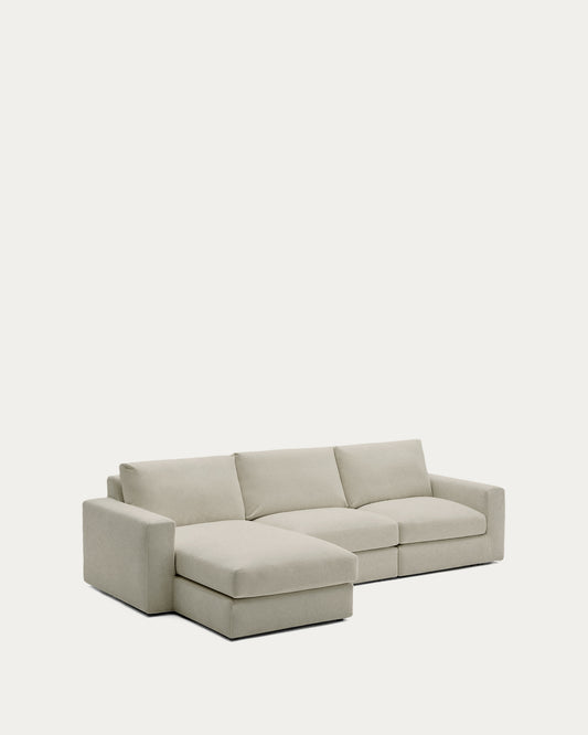 알레아 OEKO-TEX인증 리무버블커버 라이트브라운 셔닐 모듈형 4인 소파(정면좌측카우치형) 310cm