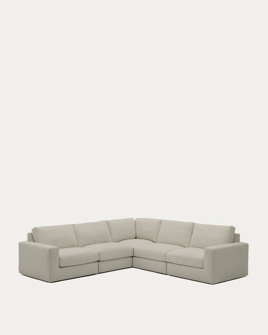 Alea removable cover modular sofa 5-seater in light brown 310 x 310 cm
