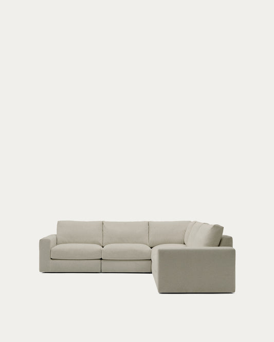 Alea removable cover modular sofa 5-seater in light brown 310 x 310 cm
