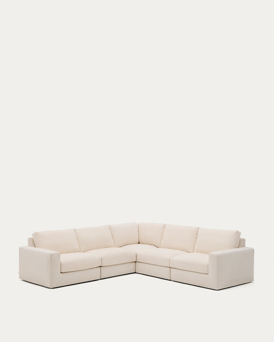 Alea removable cover modular sofa 5-seater in chenille 310 x 310 cm