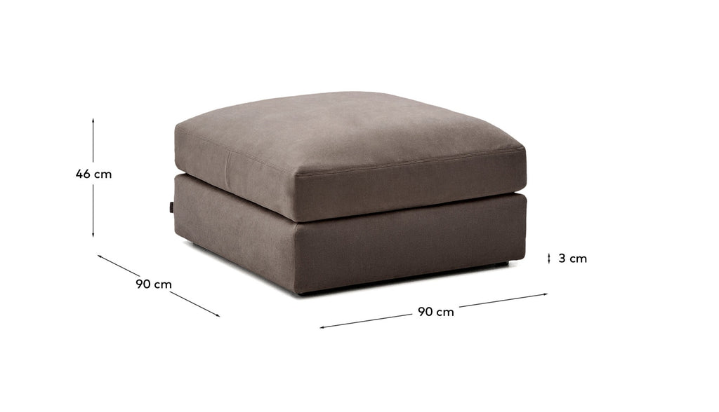 Alea removable cover footrest in dark brown chenille 90 x 90 cm