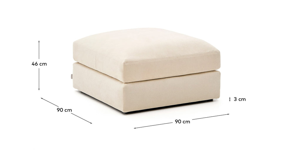 Alea removable cover footrest in natural chenille 90 x 90 cm