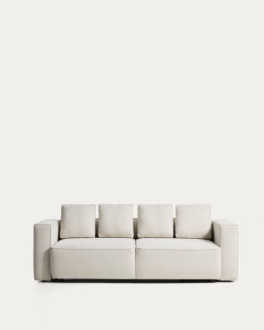 Marela beige chenille 3-seater sofa bed 236cm FSC Mix Credit