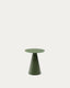 Wilshire side table with frosted tempered glass and matt green painted steel finish Ø35cm