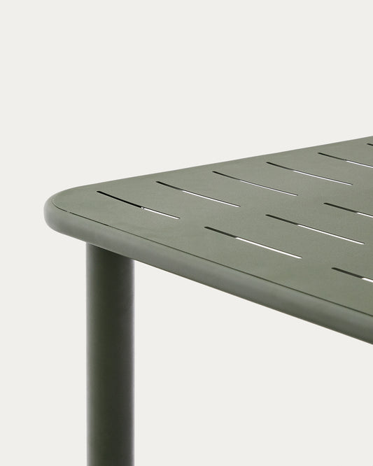 Brai outdoor table in green galvanised steel 180 x 90cm