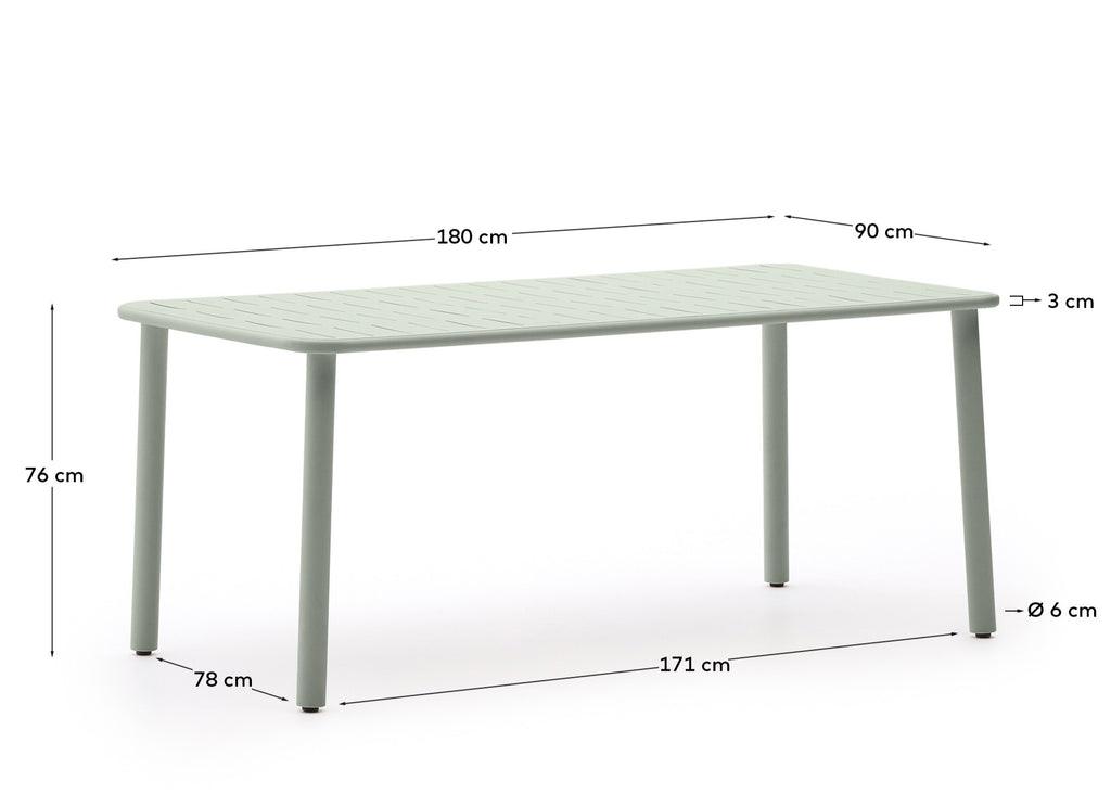 브라이 아웃도어 아연도금 스틸 다이닝 테이블 180 x 90cm (터키석 그린)