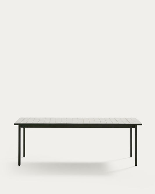 마리나 아웃도어 아연도금 다이닝테이블 223 x 101cm (그린프레임/에크루컬러 타일)