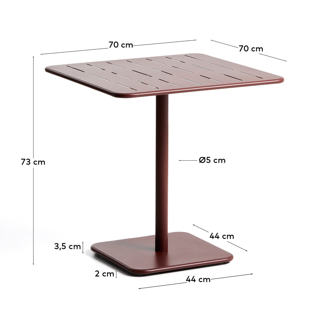 브라이 아웃도어 아연도금 스틸 다이닝 테이블 70 x 70cm (버건디)