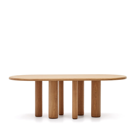 Mailen oval table in ash wood veneer with natural finish, Ø 220 x 105 cm