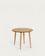 Oqui extendable round table in MDF oak veneer and solid wood legs, 90 (170) x 90 cm