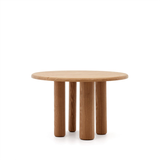 Mailen round table in ash wood veneer with natural finish, Ø 120 cm