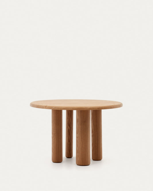 Mailen round table in ash wood veneer with natural finish, Ø 120 cm