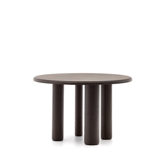 Mailen round table in ash wood veneer with dark finish, Ø 120 cm