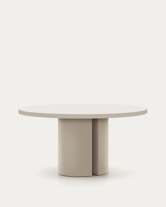 Nealy round table in lacquered MDF in an ecru finish, Ø 150 cm