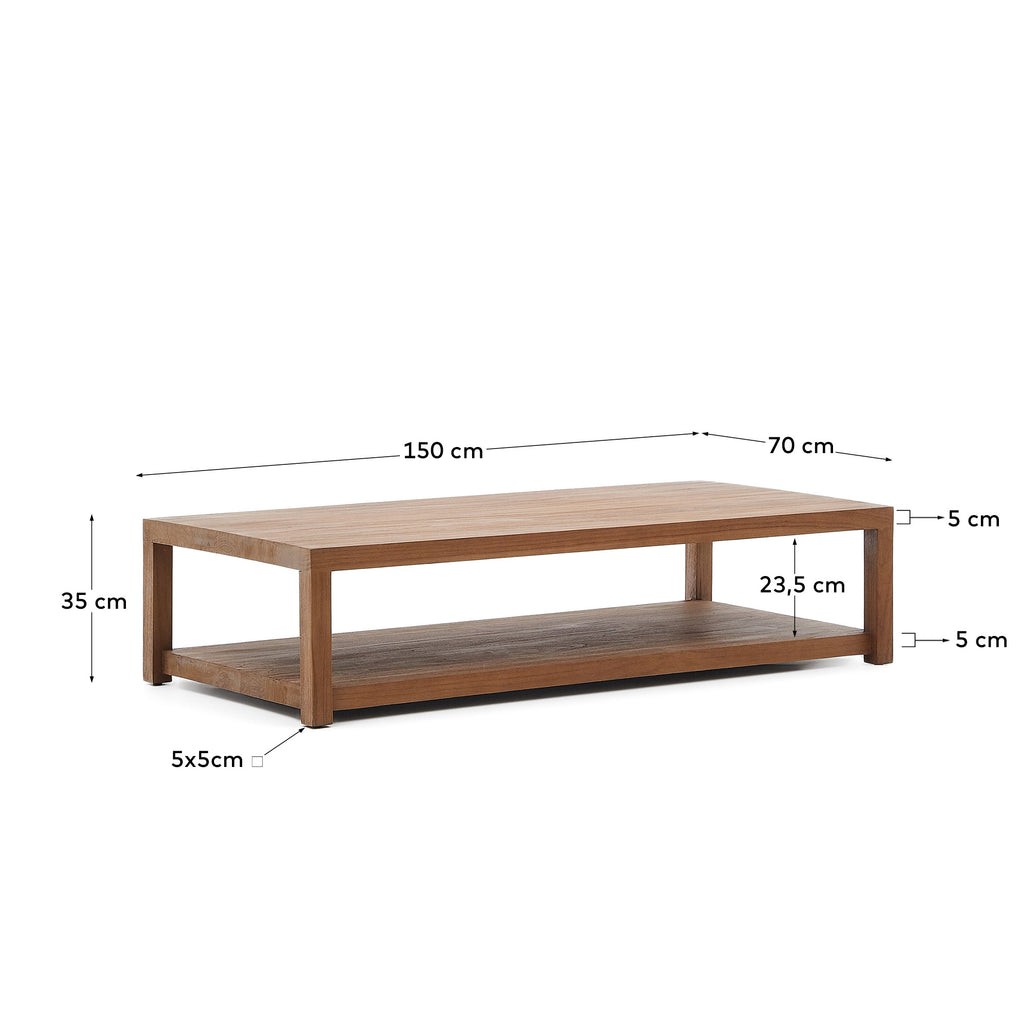 Sashi coffee table made in solid teak wood 150 x 70 cm
