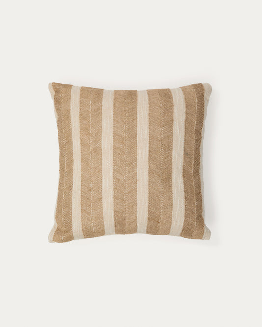 Zailo 100% cotton cushion cover with beige jute embroidery 45 x 45cm