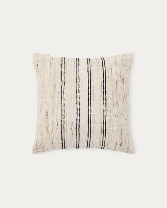 Dorien beige cushion cover with contrasting woven stripes 45 x 45cm
