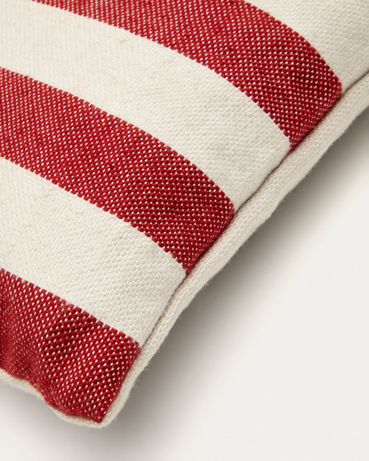 Nans 100% PET cushion cover with white and red stripes, 45 x 45 cm