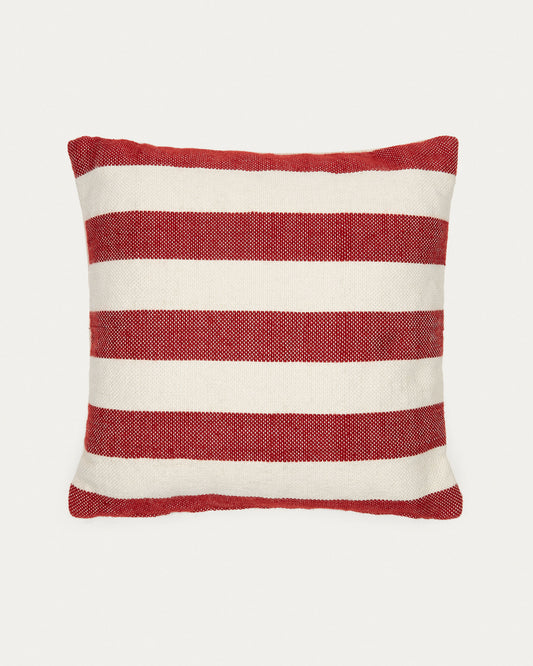 Nans 100% PET cushion cover with white and red stripes, 45 x 45 cm